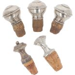 (5) piece lot of bottle stoppers silver.