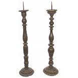 A lot of (2) wooden pricket candle holders, Dutch, 19th century.