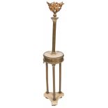 A brass standing oillamp holder, France, late 19th century.
