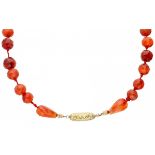 Carnelian necklace with a yellow gold closure - BLA 10 ct.