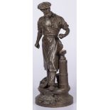 After Arthur Waagen (1833 - 1898), A spelter sculpture of a blacksmith.