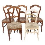 A lot of (5) various chairs, Holland, late 19th century and later.