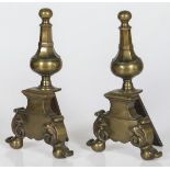 A set of (2) bronze fire dogs/ andirons, 20th century.