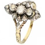 Vintage openwork ring set with 15 rose cut diamonds - 14 ct.