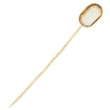 Yellow gold lapel pin set with white opal - 14 ct.