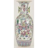 A porcelain baluster vase with floral decor, China, 1st half 20th century.