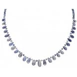 Single strand necklace with silver closure, completely set with natural iolite - 925/1000.