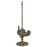 A bronze bouilotte style oillamp, France, late 19th century.