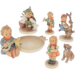 Een lot comprising of (6) "Hummel" statuettes, Germany, 20th century.