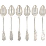 (6) piece set of silver coffee spoons.