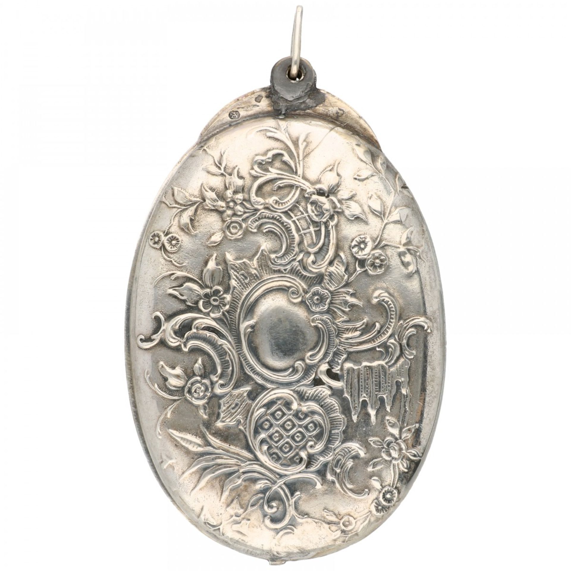 Silver richly decorated medallion mirror pendant - 800/1000. - Image 2 of 2
