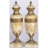 A set of (2) marble Empire-style cassolettes, France, 20th century.
