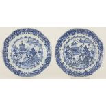 A set of (2) porcelain plates with landscape decorations, China, Qianlong.