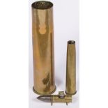 A set of (3) various trench art WOI & WOII martar sleeves, 20th century.
