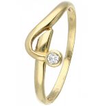 Yellow gold ring set with approx. 0.03 ct. diamond - 14 ct.