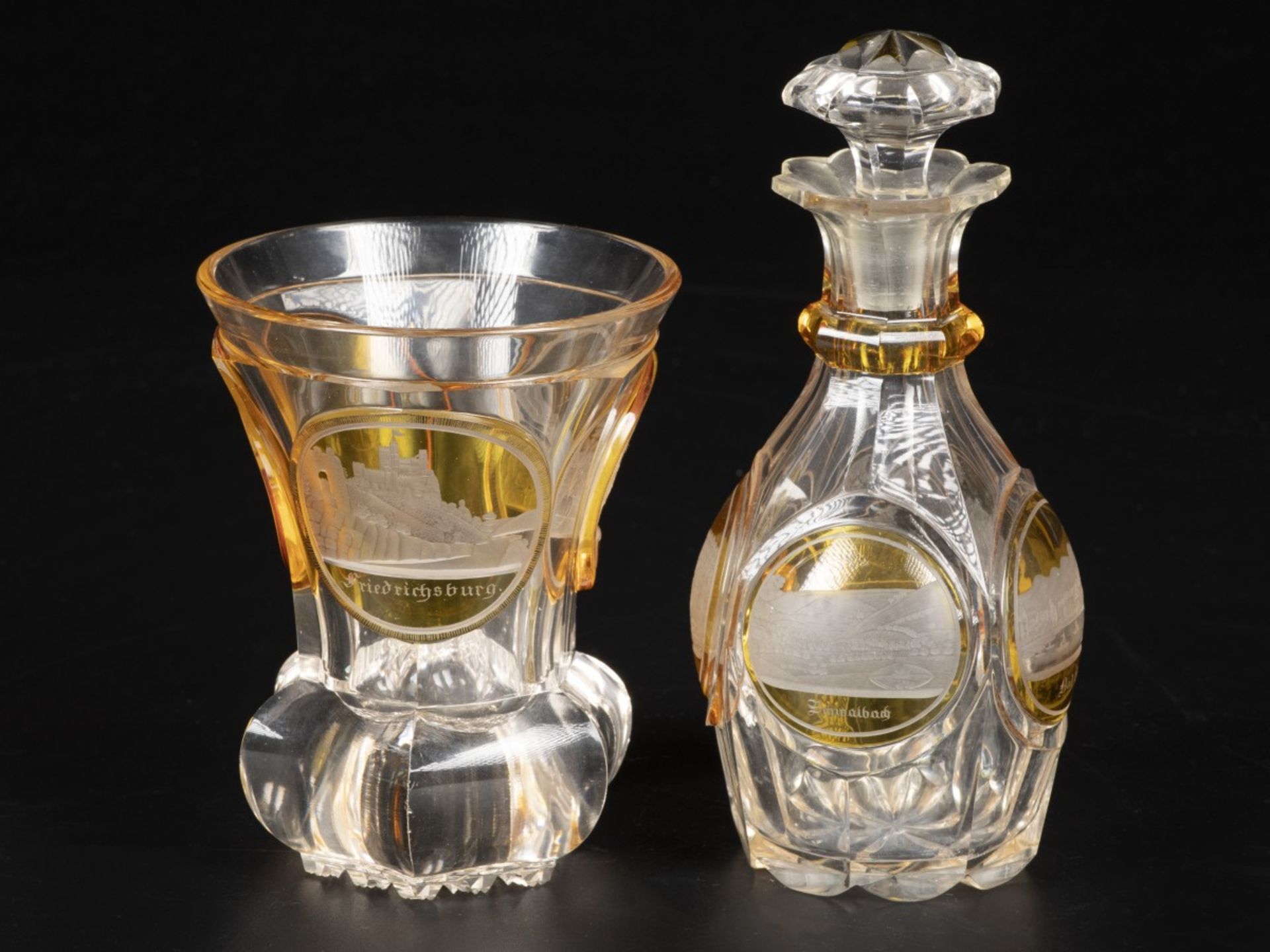 A lot comprised of (2) Bohemian crystal items, Germany, 19th century.