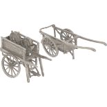 (2) part lot miniature handcarts silver.