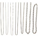 Lot of 7 silver necklaces with various links - 925/1000 and 835/1000.