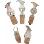(5) piece lot of bottle stoppers silver.