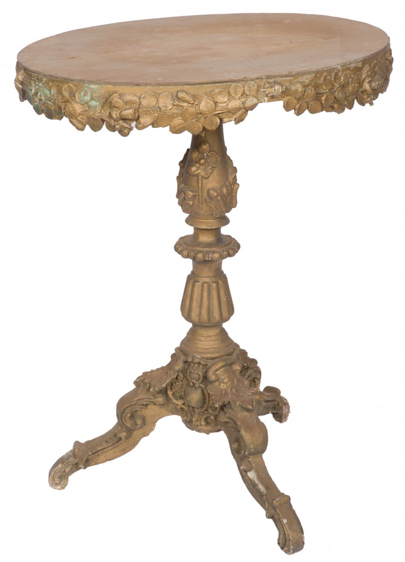 A gold painted accessory table, Germany, late 19th century.