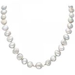 Single strand baroque freshwater pearl necklace with an 18 ct. white gold closure set with approx. 0