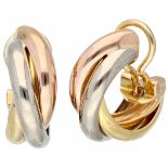 Tricolor gold Cartier Trinity creole clip earrings - 18 ct.