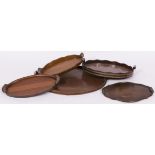 A (5) piece lot comprised of various wooden serving trays, Dutch, late 19th century.