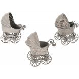 (3) piece lot of silver prams.