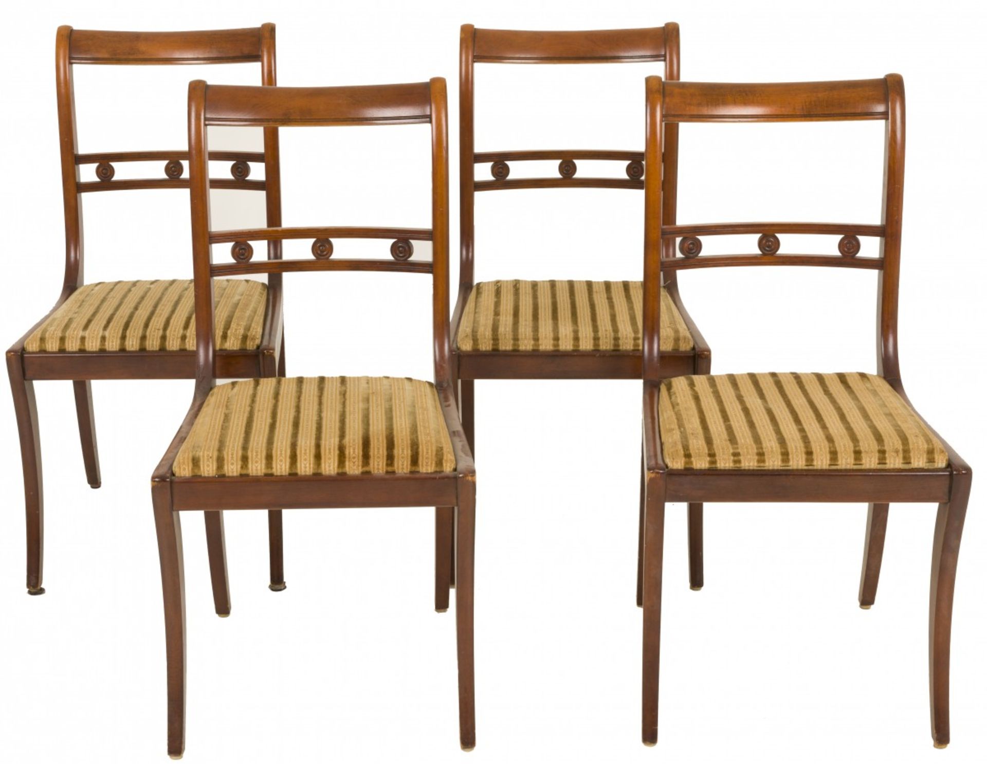 A set of (4) Regency-style mahogany dining chairs, 20th century.