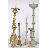 A lot of (6) various copper pricket candlesticks, 19th century and later.