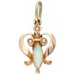 Rose gold pendant set with opal and seed pearl - 14 ct.