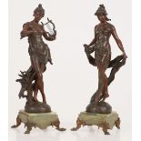 Two Zamak sculptures of muses, 1st half 20th century.