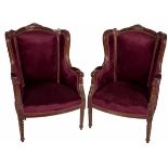 A set of (2) neo-Louis XVI-style wingback chairs, Dutch, 20th century.