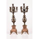 A set of (2) ZAMAC chimney candelabra, France, late 19th century.