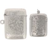 (2) piece lot of Vesta case / Tinder box silver.