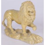 A stone sculpture of a walking lion, France, 2nd quarter 20th century.