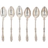 (6) piece set of silver coffee spoons.