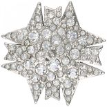 Chanel CC Star silver tone brooch set with clear white rhinestones.