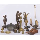 A lot of various items including ZAMAC sculptures and lamps.