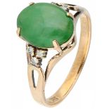 Rose gold shoulder ring set with approx. 0.06 ct. diamond and approx. 3.73 ct. jade - BLA 10 ct.