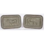 Two bronze wall appliques with reliefs depicting farm animals, Dutch, 1st quarter 20th century.