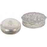(2) piece lot of mint boxes in silver.