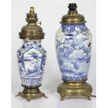 A lot of (2) Japanese vases with Arita decor converted into lamp bases, circa 1900.