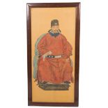 A painting of a dignitary on panel, China, 20th century.