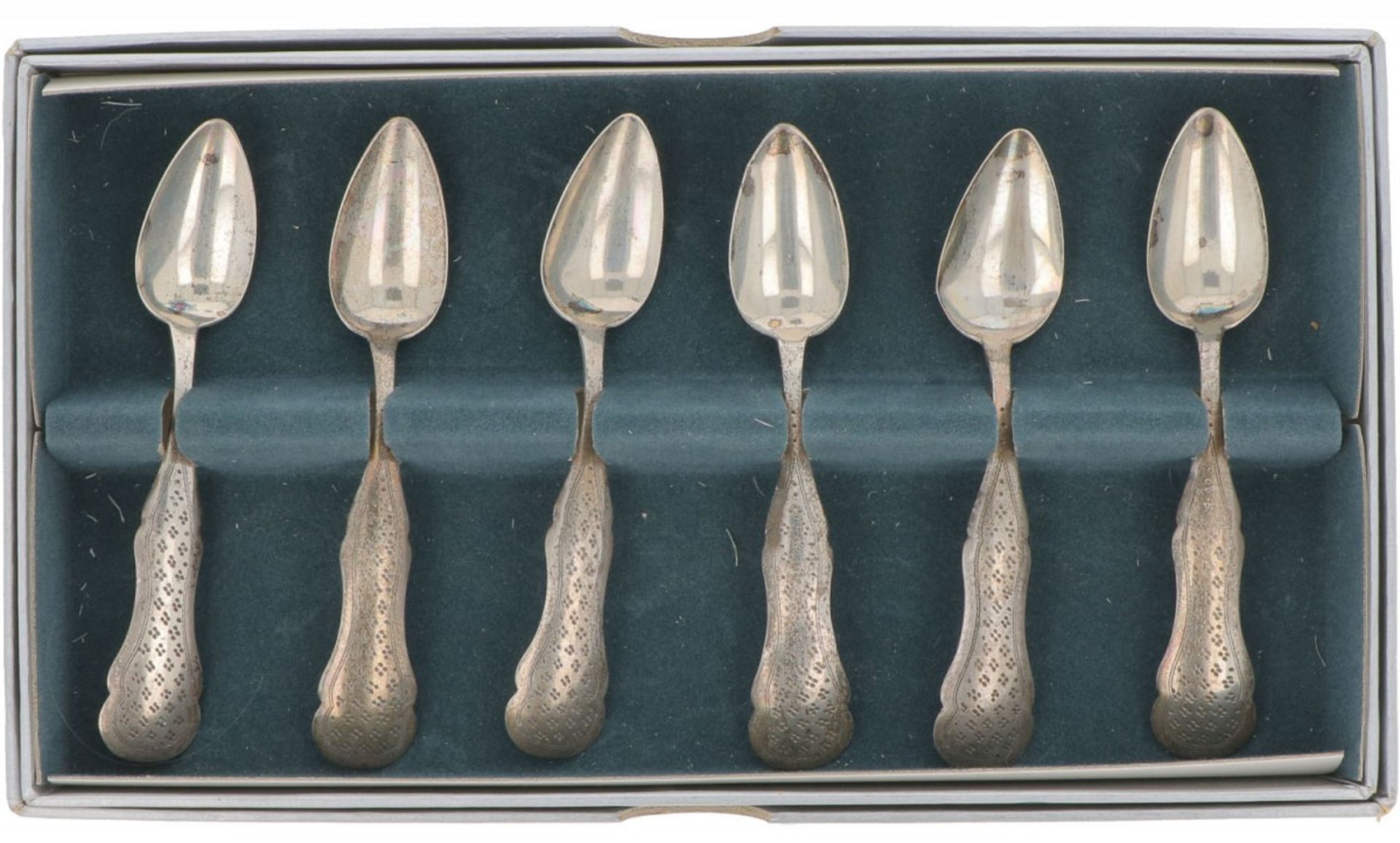 (6) piece set of silver coffee spoons.