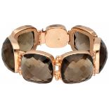 Rose gold-plated silver bracelet set with checkerboard cut smoky quartz - 835/1000.