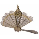 An ajour bronze peacock- / fan shaped firescreen, France, late 19th century.