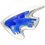 Georg Jensen no.307 silver modernist brooch with blue enamel - 925/1000.