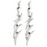 Silver earrings set with blue diamanten and zirconia - BLA.