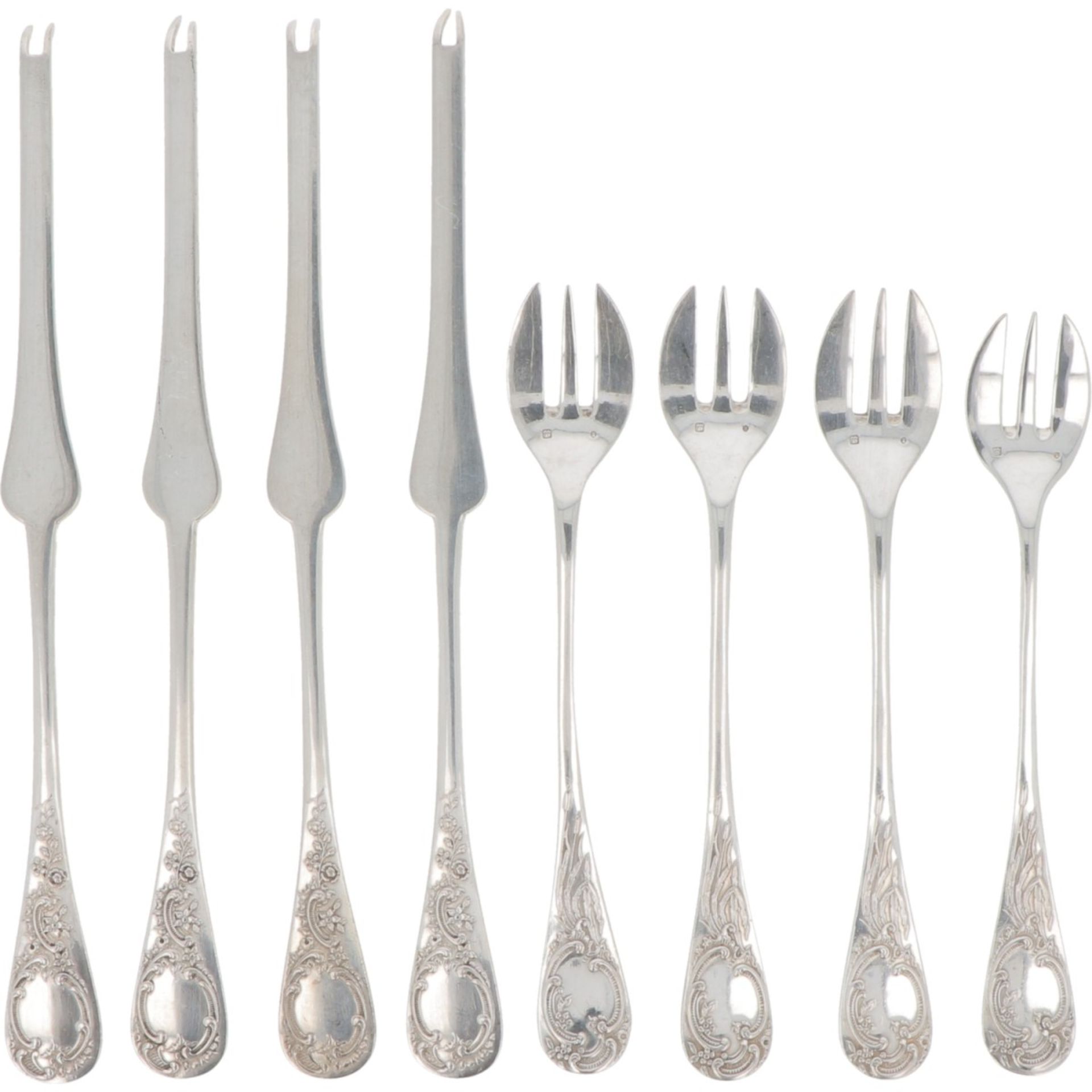 (8) piece set of silver fish cutlery.